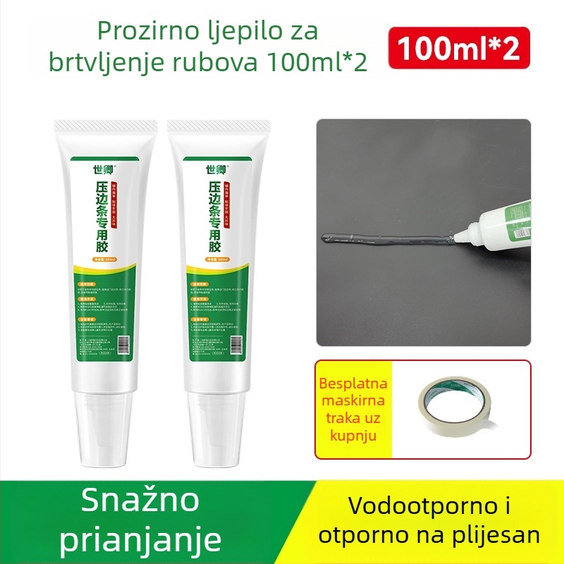 Drveni rub poda s ljepilom za spojeve oko vrata i metalni prag – ljepilo bez čavlji