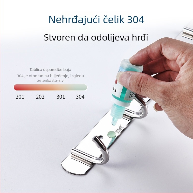 Kuka za zid bez bušenja od 304 nehrđajućeg čelika, snažna ljepljiva kuka za odjeću, kuhinju i kupaonu