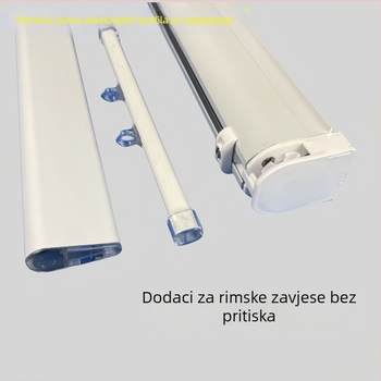 Aluminijski set dodatne opreme za rimske zavjese: donja platnena letva, srednja vlaknasta šipka, poklopac kolosijeka i fiksna kopča