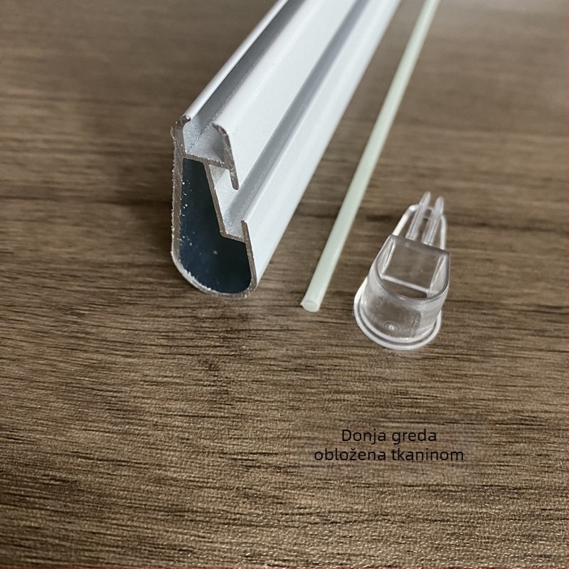 Aluminijski set dodatne opreme za rimske zavjese: donja platnena letva, srednja vlaknasta šipka, poklopac kolosijeka i fiksna kopča