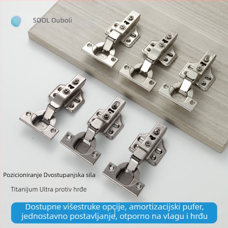 Šarka s pozicioniranjem, dvostupanjska snaga s tlomom, za vrata ormara i garderobe, u boji titan ili nikl