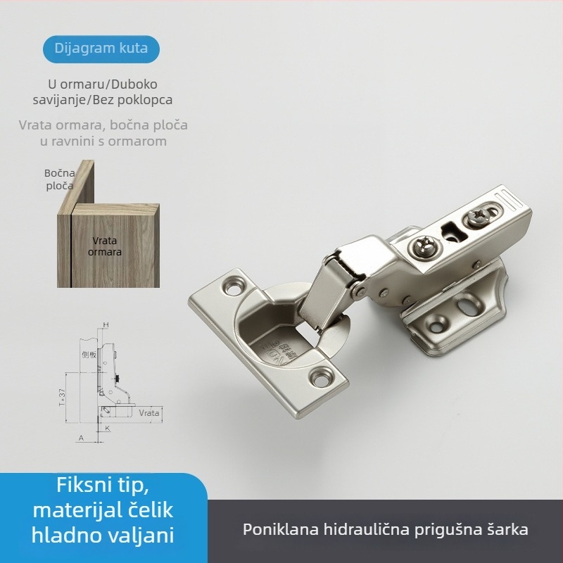 Šarka s pozicioniranjem, dvostupanjska snaga s tlomom, za vrata ormara i garderobe, u boji titan ili nikl