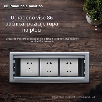 Kutija za upravljanje kabelima za stol s poklopom otvora za kabel i donjom kutijom, višenamjenska 86 utičnica, skrivena