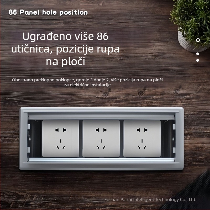 Kutija za upravljanje kabelima za stol s poklopom otvora za kabel i donjom kutijom, višenamjenska 86 utičnica, skrivena