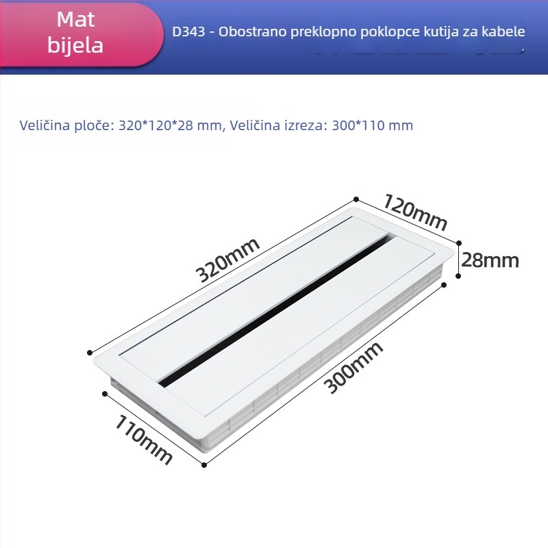 Kutija za upravljanje kabelima za stol s poklopom otvora za kabel i donjom kutijom, višenamjenska 86 utičnica, skrivena