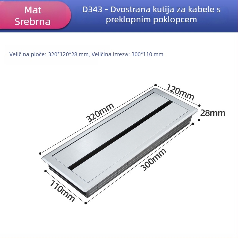 Kutija za upravljanje kabelima za stol s poklopom otvora za kabel i donjom kutijom, višenamjenska 86 utičnica, skrivena