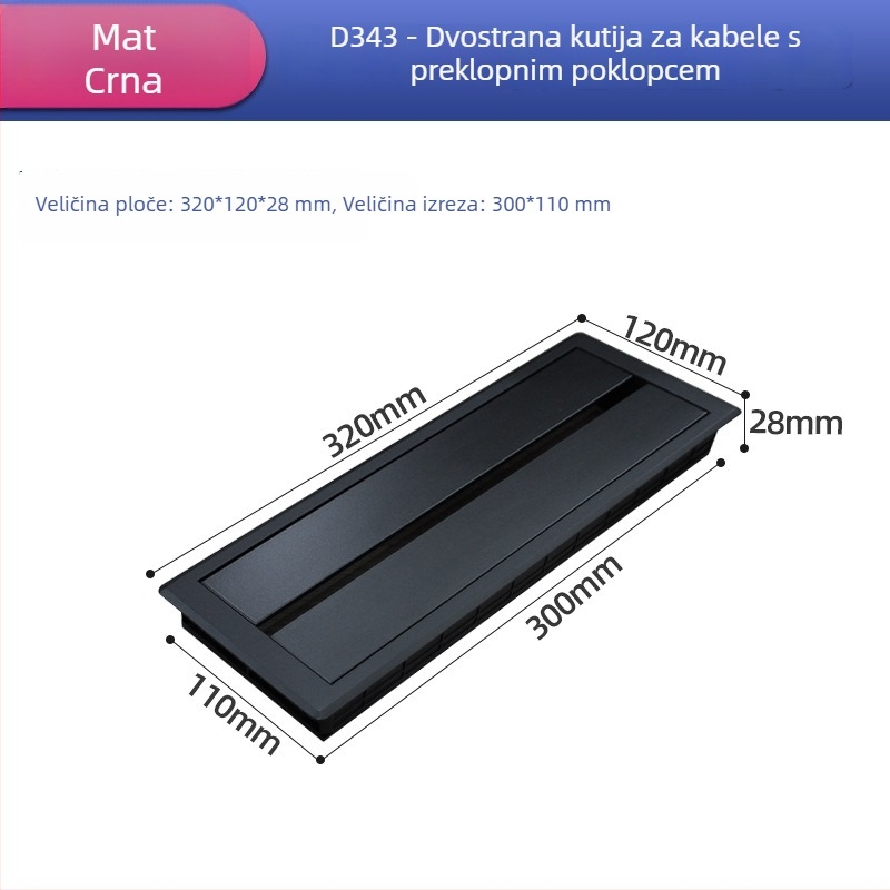 Kutija za upravljanje kabelima za stol s poklopom otvora za kabel i donjom kutijom, višenamjenska 86 utičnica, skrivena