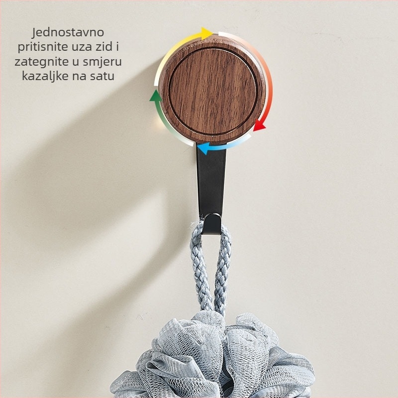 Kuka od masivnog drveta sa usisnim nastavkom, bez bušenja, nosivost 1–3 kg, za kupaonicu