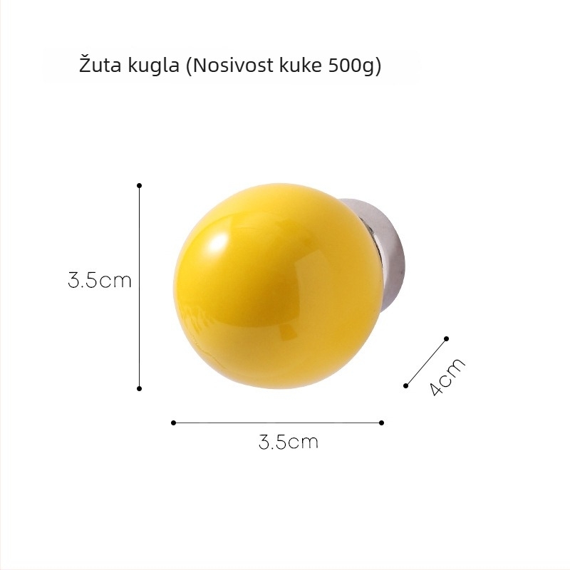 Kuka magnetska s keramičkom kuglom, nordijskog stila, za zid dnevnog boravka – bez bušenja, jedna kuka, snažna