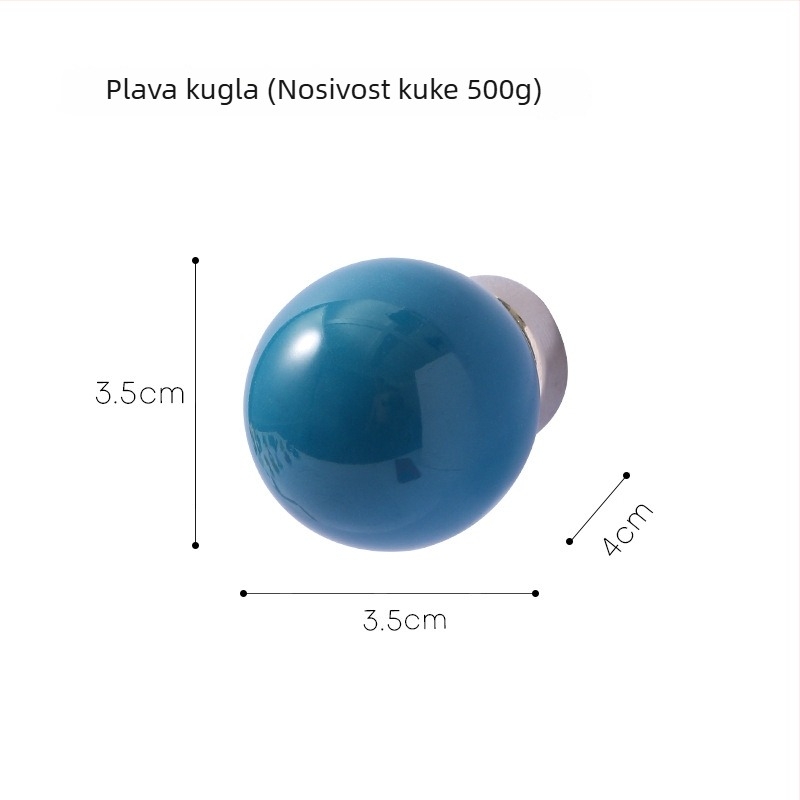 Kuka magnetska s keramičkom kuglom, nordijskog stila, za zid dnevnog boravka – bez bušenja, jedna kuka, snažna
