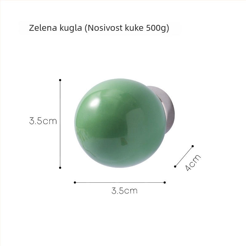 Kuka magnetska s keramičkom kuglom, nordijskog stila, za zid dnevnog boravka – bez bušenja, jedna kuka, snažna