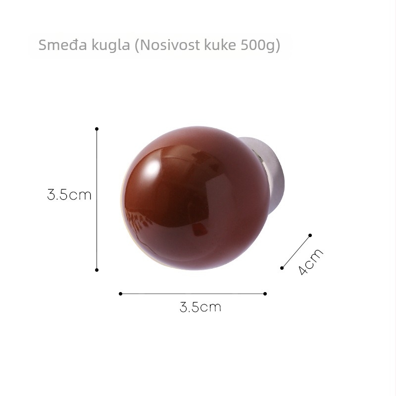 Kuka magnetska s keramičkom kuglom, nordijskog stila, za zid dnevnog boravka – bez bušenja, jedna kuka, snažna