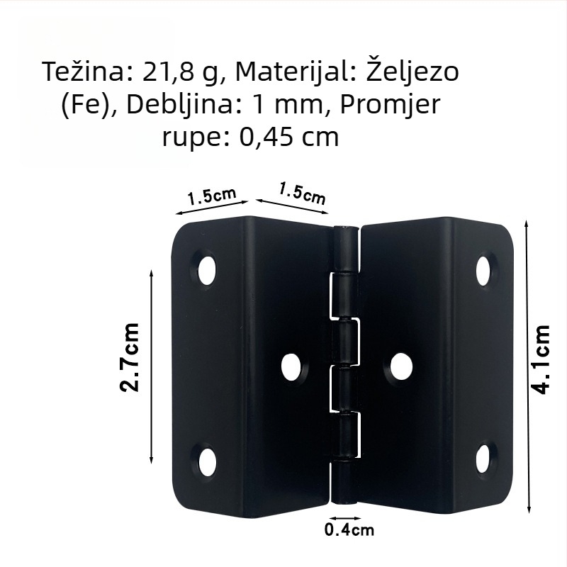 41 mm crni elektroforetski premaz, trostruko i četverostruko savijeni šarniri za vrata ormara i drvene kutije