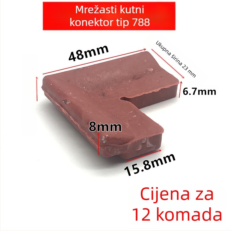 Kutni spoj za prozorsku mrežu, 7-oblik železni kut, najlon i željezo, vanjski plast i aluminijska legura, moderan minimalistički stil