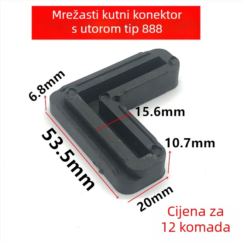 Kutni spoj za prozorsku mrežu, 7-oblik železni kut, najlon i željezo, vanjski plast i aluminijska legura, moderan minimalistički stil