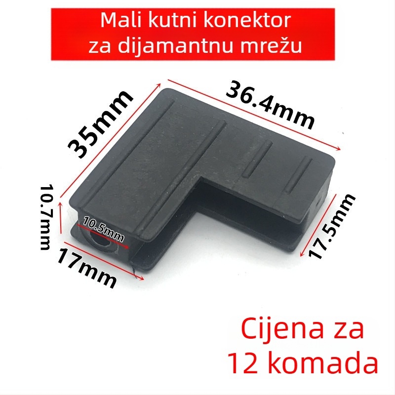 Kutni spoj za prozorsku mrežu, 7-oblik železni kut, najlon i željezo, vanjski plast i aluminijska legura, moderan minimalistički stil