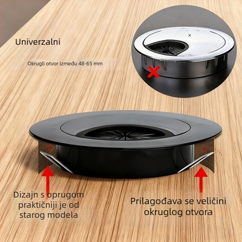 ABS plastična kutija za upravljanje kabelima za stol, s poklopcem otvora za kabel