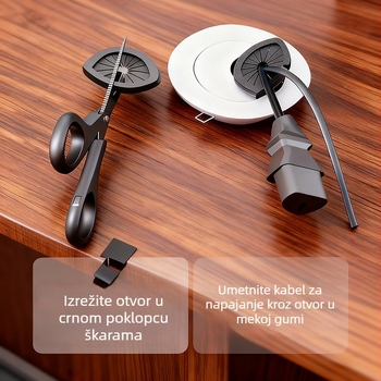 ABS plastična kutija za upravljanje kabelima za stol, s poklopcem otvora za kabel
