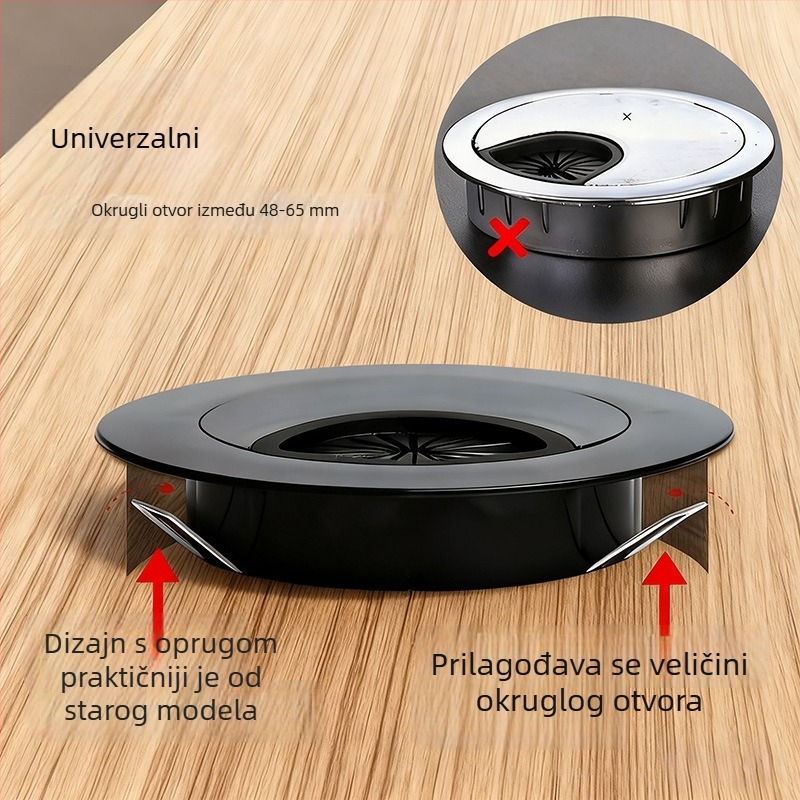 ABS plastična kutija za upravljanje kabelima za stol, s poklopcem otvora za kabel