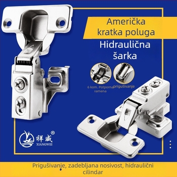 Panta za garderobna vrata s kratkim ramom, tih hidraulički amortizer, uski bočni panel, vrata u stilu zrakoplova
