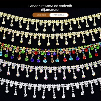 Ručno šivani lanac s kristalima za DIY nakit, lanac s resicama za odjeću