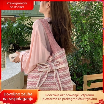 Ženska pletena torba velike kapacitete, jesen 2023, korejski stil, jednostavna torba preko ramena