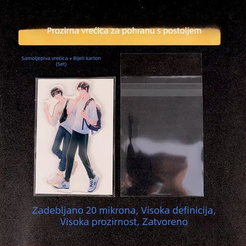 Akrilna vertikalna skladišna vrećica s prozirnim zaštitnim slojem, debljine 0,2 mm, čvrsti kartonasti stražnji panel