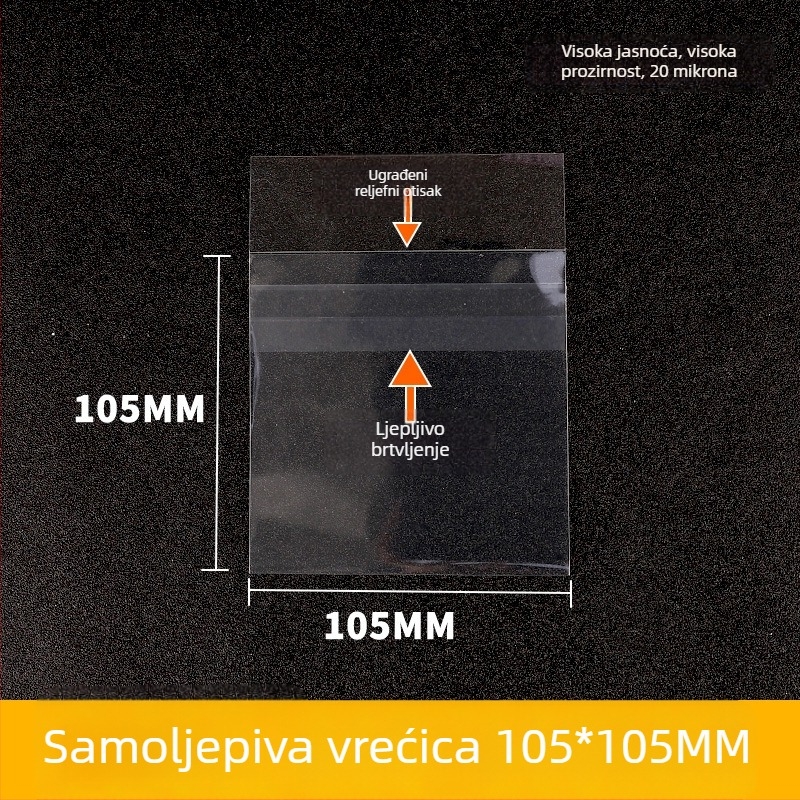 Akrilna vertikalna skladišna vrećica s prozirnim zaštitnim slojem, debljine 0,2 mm, čvrsti kartonasti stražnji panel