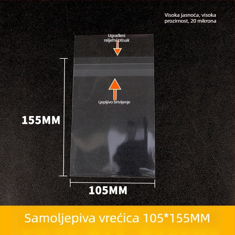 Akrilna vertikalna skladišna vrećica s prozirnim zaštitnim slojem, debljine 0,2 mm, čvrsti kartonasti stražnji panel