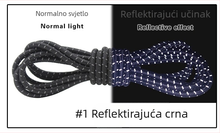 Elastične špage za planinarske cipele bez vezivanja, reflektirajuće, duljina 100 cm, širina 3 mm, model TS-1223, TUOSEN