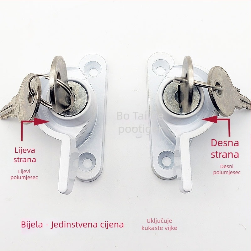 Botaike 90 tip polumjesne brave za vrata i prozore, PVC brava za prozor s ključem, aluminijska legura sigurnost