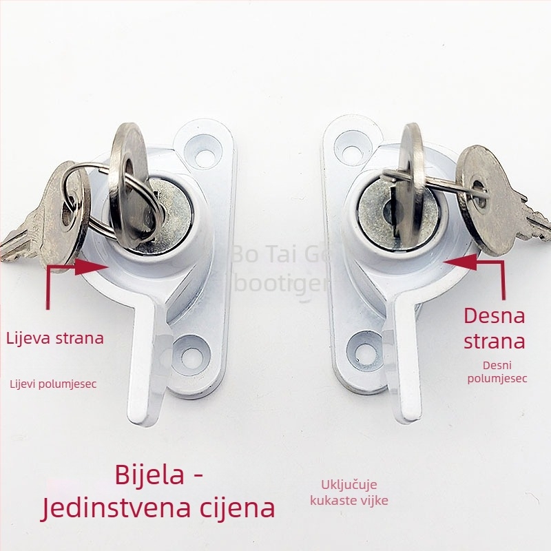 Botaike 90 tip polumjesne brave za vrata i prozore, PVC brava za prozor s ključem, aluminijska legura sigurnost