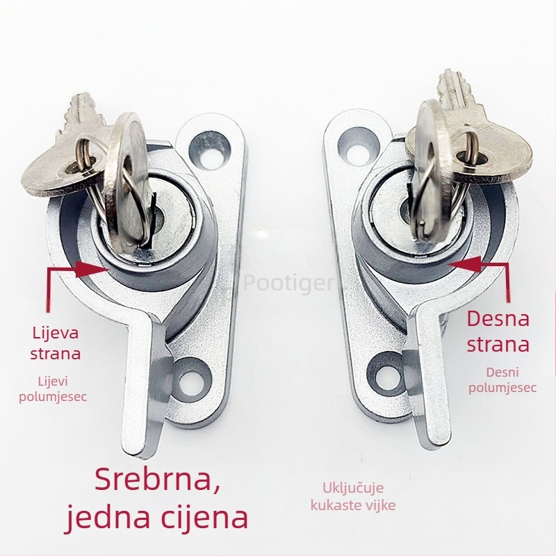 Botaike 90 tip polumjesne brave za vrata i prozore, PVC brava za prozor s ključem, aluminijska legura sigurnost