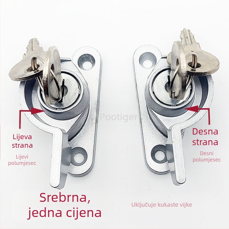Botaike 90 tip polumjesne brave za vrata i prozore, PVC brava za prozor s ključem, aluminijska legura sigurnost