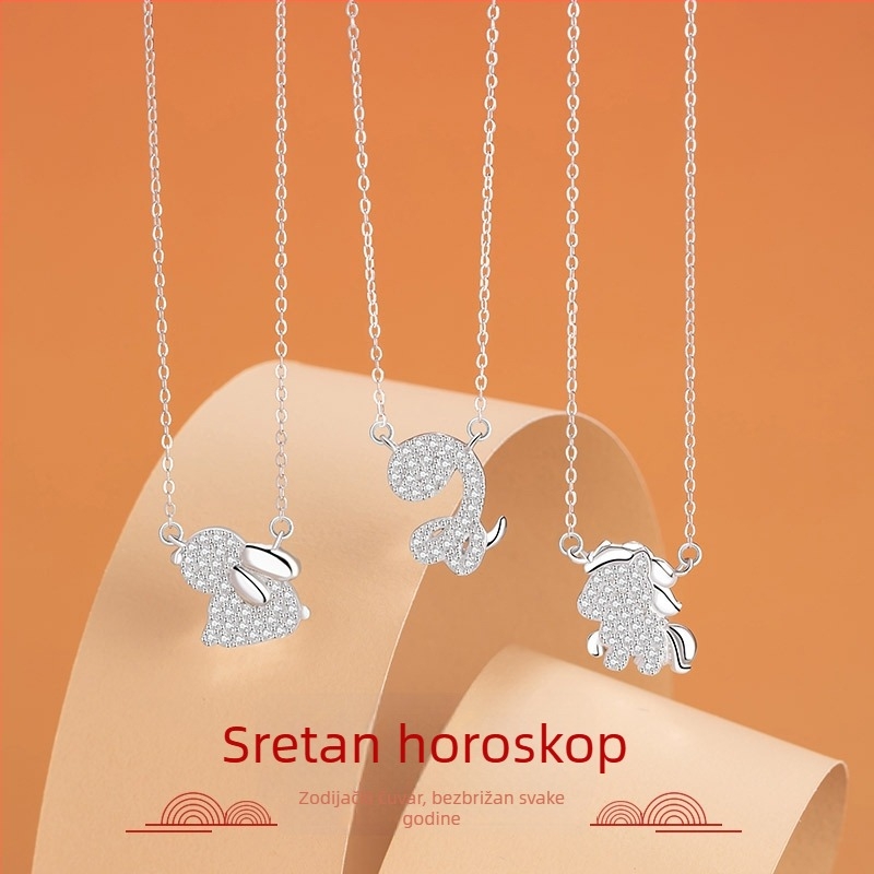 Srebro 999 lanac s kineskim zodijakom, diskretan dizajn, lagani luksuz Godini zmije, privjesak sa cirkonim