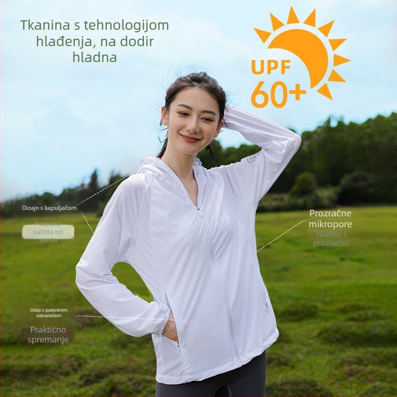 UPF60+ zaštita od sunca s kapuljačom, lagani ljetni top za vožnju biciklom, unisex, s zatvaračem na zip, motiv prirodnog krajolika