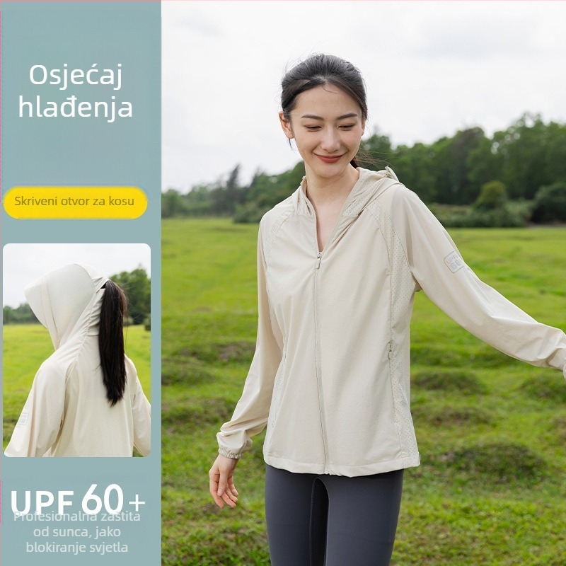 UPF60+ zaštita od sunca s kapuljačom, lagani ljetni top za vožnju biciklom, unisex, s zatvaračem na zip, motiv prirodnog krajolika