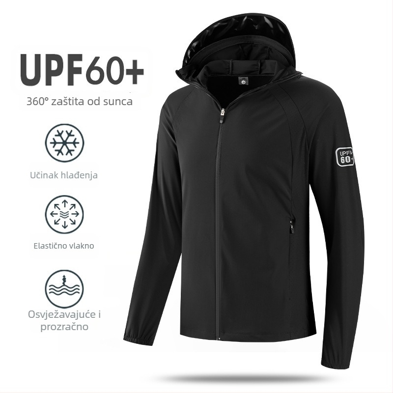 UPF60+ zaštita od sunca s kapuljačom, lagani ljetni top za vožnju biciklom, unisex, s zatvaračem na zip, motiv prirodnog krajolika
