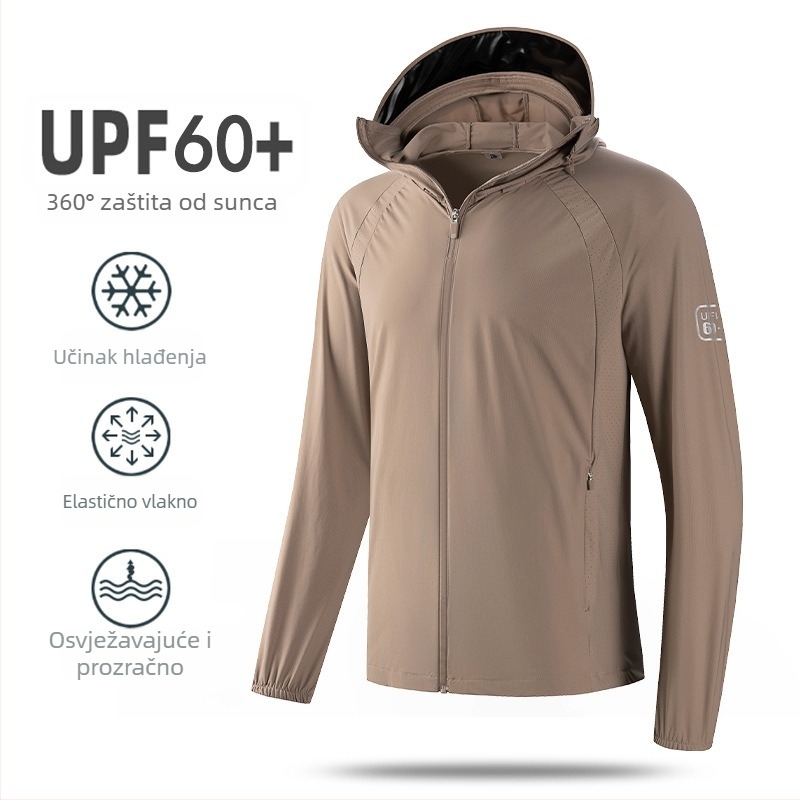 UPF60+ zaštita od sunca s kapuljačom, lagani ljetni top za vožnju biciklom, unisex, s zatvaračem na zip, motiv prirodnog krajolika