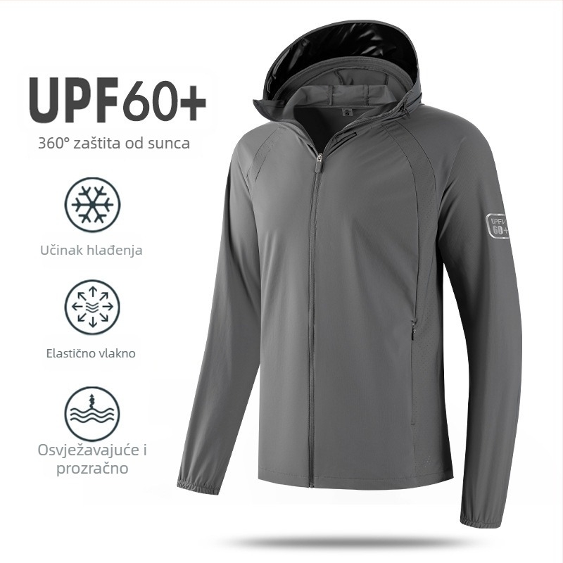 UPF60+ zaštita od sunca s kapuljačom, lagani ljetni top za vožnju biciklom, unisex, s zatvaračem na zip, motiv prirodnog krajolika