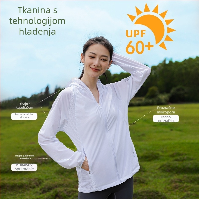 UPF60+ zaštita od sunca s kapuljačom, lagani ljetni top za vožnju biciklom, unisex, s zatvaračem na zip, motiv prirodnog krajolika