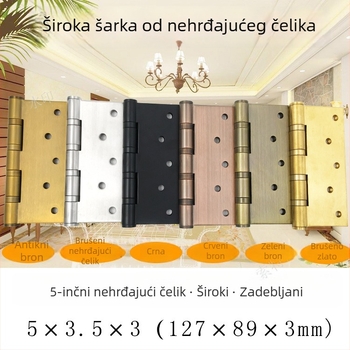 5-inčne šarke od nehrđajućeg čelika za vrata i prozore, proširene i debele, mat crne, s ležajem, vatrootporne i tihe