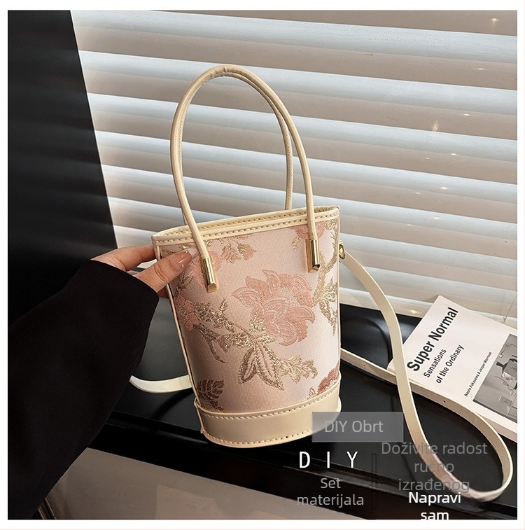 DIY komplet materijala za žensku torbicu, PU koža, velika torbica za ramo i crossbody s lancem, proljeće 2025, zatvarač, poliester podstava, unutarnja džep za telefon