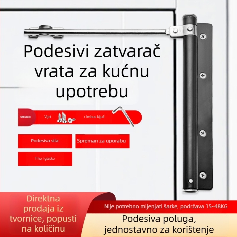 Automatski zatvarač vrata od nehrđajućeg čelika, tiha amortizacija, podesiv, lagan za dom i ured