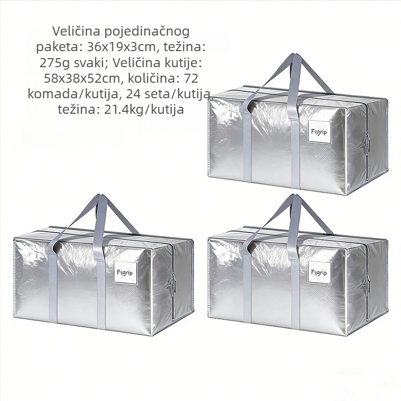 Set od 5 vrećica za pohranu sa zatvaračem, 100L, ekstra velike, čvrste, sklopive torbe za preseljenje i putovanja