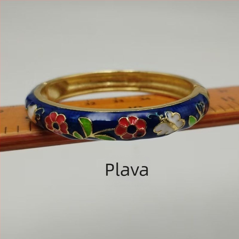 Dječja narukvica cloisonné s otvorenim cvjetnim uzorkom, etnički stil za djevojčice