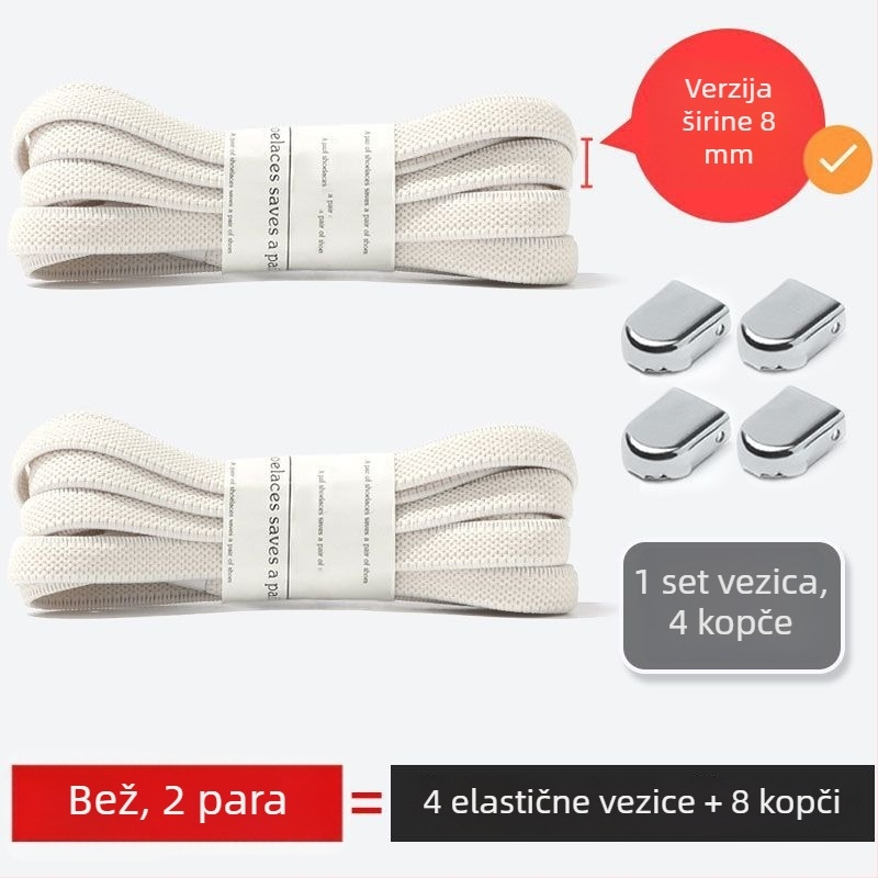 Šnure bez vezivanja za djecu i odrasle, plosnate elastične vezice s kopčom