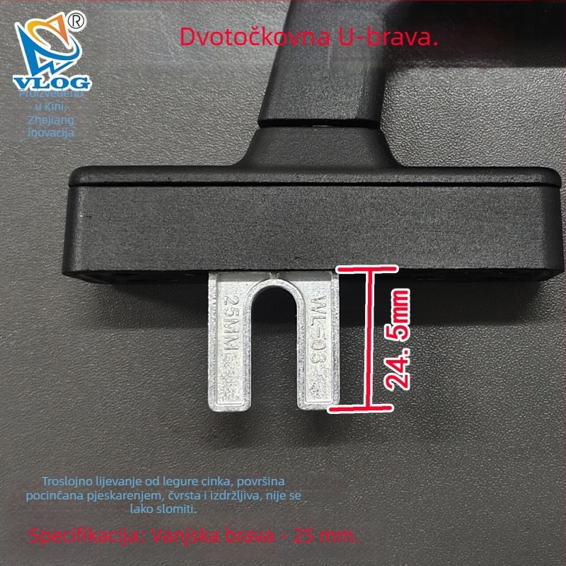 Aluminijska ručka za prozor, vanjsko otvaranje, U-oblik, povuci-pusti, dvostruki mehanizam zaključavanja, termički prekid, veličine 70/90 i 50