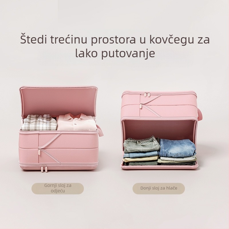 Velika putna kompresijska torba za odjeću i donje rublje, dvostruki sloj, proširivi kubični oblik