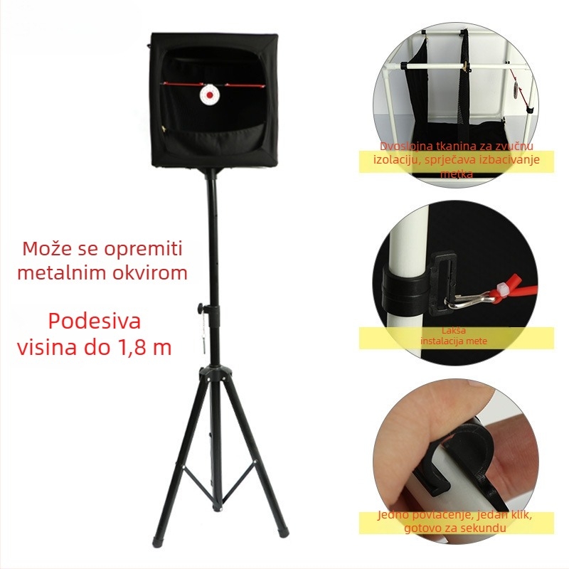 Kutija za praksu za prak s izdržljivom elastičnom tkaninom (nije platno), za unutarnju upotrebu, s držačem mete